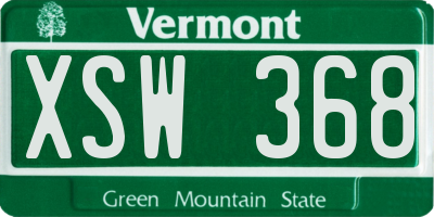 VT license plate XSW368
