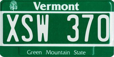 VT license plate XSW370