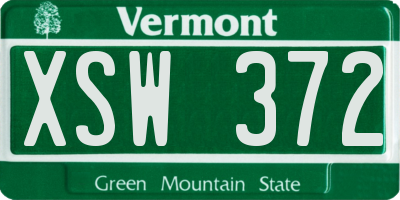 VT license plate XSW372
