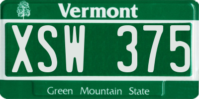 VT license plate XSW375