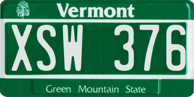 VT license plate XSW376