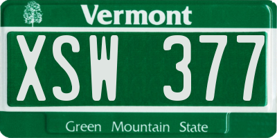 VT license plate XSW377