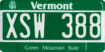VT license plate XSW388