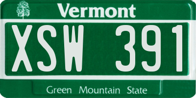VT license plate XSW391