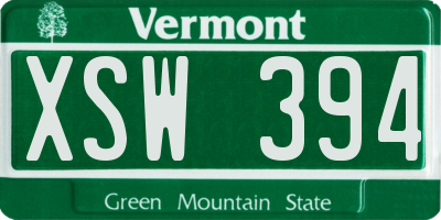 VT license plate XSW394