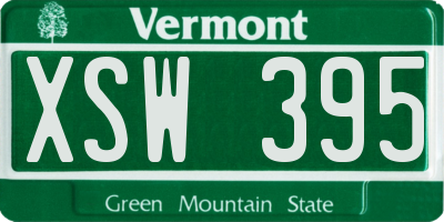VT license plate XSW395