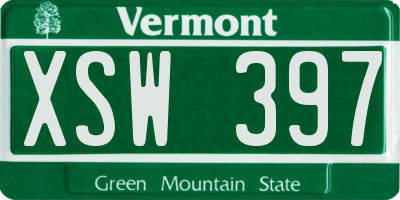 VT license plate XSW397