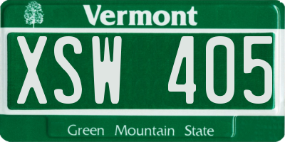 VT license plate XSW405