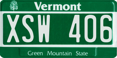VT license plate XSW406