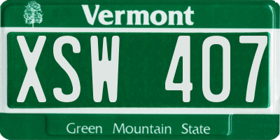 VT license plate XSW407