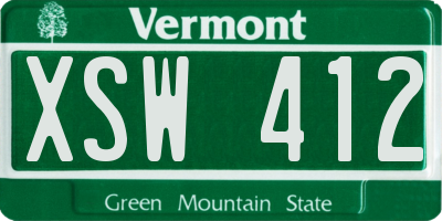 VT license plate XSW412