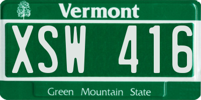 VT license plate XSW416