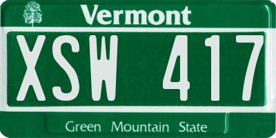 VT license plate XSW417