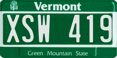 VT license plate XSW419