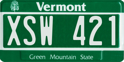 VT license plate XSW421