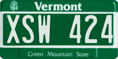 VT license plate XSW424