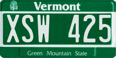 VT license plate XSW425