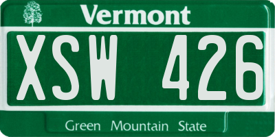 VT license plate XSW426