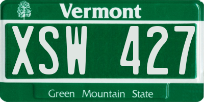 VT license plate XSW427