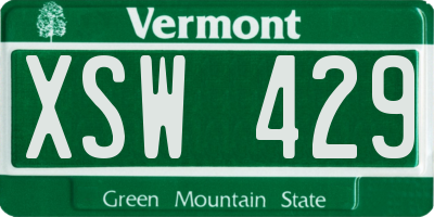 VT license plate XSW429