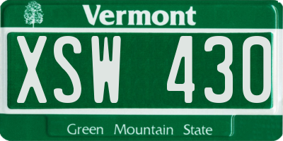 VT license plate XSW430