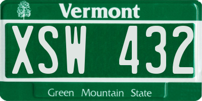 VT license plate XSW432