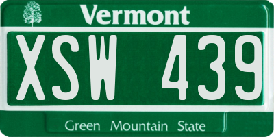 VT license plate XSW439