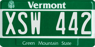 VT license plate XSW442