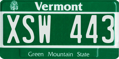 VT license plate XSW443