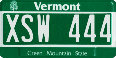 VT license plate XSW444