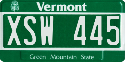 VT license plate XSW445