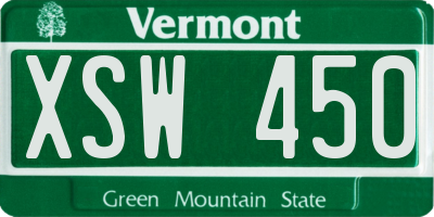 VT license plate XSW450
