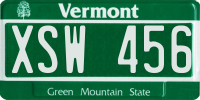 VT license plate XSW456