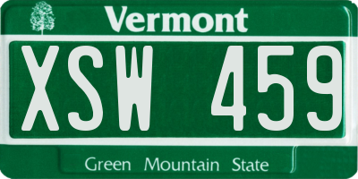 VT license plate XSW459