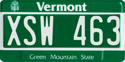 VT license plate XSW463