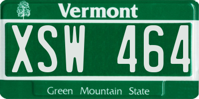 VT license plate XSW464