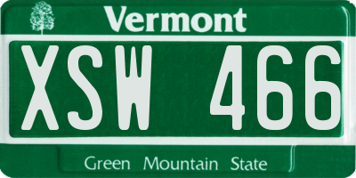 VT license plate XSW466