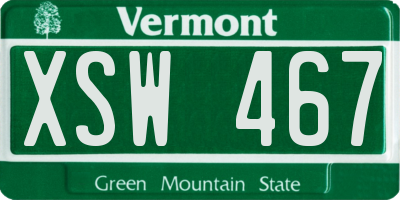 VT license plate XSW467