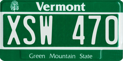 VT license plate XSW470