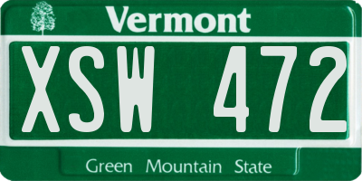 VT license plate XSW472