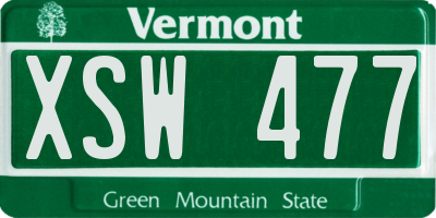 VT license plate XSW477