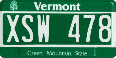 VT license plate XSW478