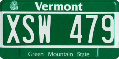 VT license plate XSW479