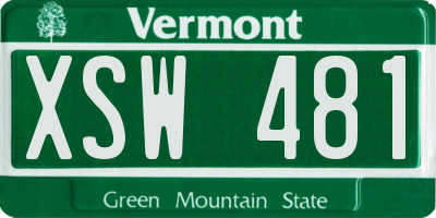 VT license plate XSW481
