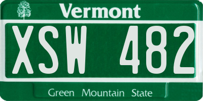 VT license plate XSW482