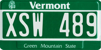 VT license plate XSW489