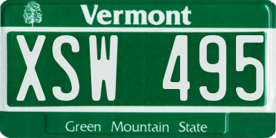 VT license plate XSW495