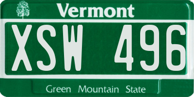 VT license plate XSW496