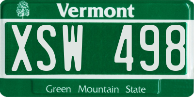 VT license plate XSW498