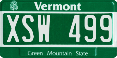 VT license plate XSW499